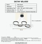 TT Aydınlatma TT309-SY  Yılan Modeli Mat Siyah 2 Renk Modüllü Led Avize - 5