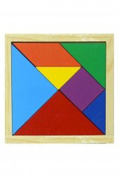 20 Adet 7 Parça 15x15cm Eğitici Renkli Ahşap Orta Boy Tangram Akıl Zeka Mantık Ve Strateji Oyunu - 1