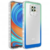 Xiaomi Redmi Note 9 Pro Kılıf Simli ve Renk Geçiş Tasarımlı Lens Korumalı Park Kapak - 1