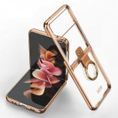 Galaxy Z Flip 3 Kılıf Yüzüklü Kıpta Kapak - 1