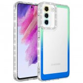 Galaxy S21 FE Kılıf Simli ve Renk Geçiş Tasarımlı Lens Korumalı Park Kapak - 1