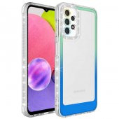 Galaxy A53 5G Kılıf Simli ve Renk Geçiş Tasarımlı Lens Korumalı Park Kapak - 1