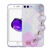 Apple iPhone 8 Plus Kılıf Simli Desenli El Askılı Tutacaklı Elsa Silikon Kapak - 1