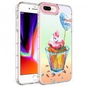 Apple iPhone 8 Plus Kılıf Kamera Korumalı Renkli Desenli Sert Silikon Korn Kapak - 1