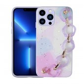 Apple iPhone 13 Pro Max Kılıf Simli Desenli El Askılı Tutacaklı Elsa Silikon Kapak - 1