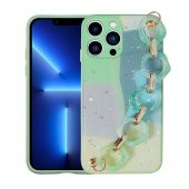 Apple iPhone 13 Pro Max Kılıf Simli Desenli El Askılı Tutacaklı Elsa Silikon Kapak - 2