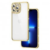 Apple iPhone 13 Pro Kılıf Kamera Korumalı Taşlı Mina Kapak - 2