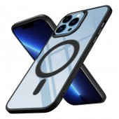 Apple iPhone 12 Pro Kılıf Wireless Şarj Özellikli Krom Magsafe Silikon Kapak - 1