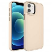 Apple iPhone 12 Kılıf Metal Çerçeve ve Buton Tasarımlı Sert Botox Kapak - 1