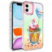 Apple iPhone 12 Kılıf Kamera Korumalı Renkli Desenli Sert Silikon Korn Kapak - 1