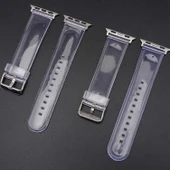 Zore ​​​Apple ile uyumlu Watch 7 41mm KRD-13 Şeffaf Silikon Kordon - 2