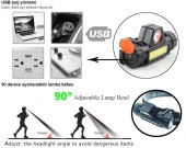 Kafa Lambası Cob + XPE Led Şarjlı Dahili Pil Mıknatıslı 2 Modlu - 9