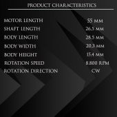 DC Mikro Motor 12V Devir: 8800 RPM Uzunluk: 55 mm - 5
