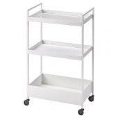 3 Katlı Servis Arabası Beyaz Renk 50.5x30x83 cm Düzenleyici Raf Ünitesi Çelik - 1