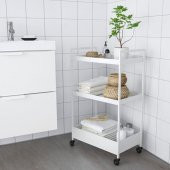 3 Katlı Servis Arabası Beyaz Renk 50.5x30x83 cm Düzenleyici Raf Ünitesi Çelik - 2