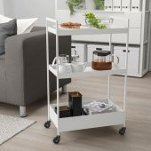3 Katlı Servis Arabası Beyaz Renk 50.5x30x83 cm Düzenleyici Raf Ünitesi Çelik - 5