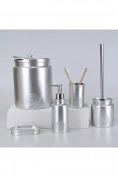 By Selim Stamp Gümüş 5 Parça Polyester Banyo Seti - 1