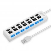 Valkyrie 7 Portlu 2.0 USB Hub Çoklu USB Çoklayıcı Splitter Power Tuşlu Adaptör Beyaz - 1