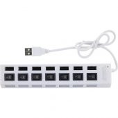 Valkyrie 7 Portlu 2.0 USB Hub Çoklu USB Çoklayıcı Splitter Power Tuşlu Adaptör Beyaz - 5