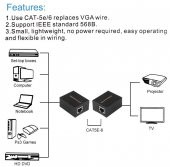 Rj45 Vga Ek Uzatici Cat5e 6 Kablos Extender 60 Metre - 3