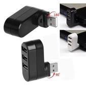 Valkyrie 3 Portlu USB 2.0 Hub Döner Kafalı Splitter Hub Adaptör Siyah - 6