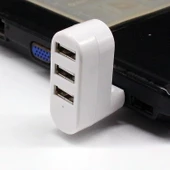 Valkyrie 3 Portlu USB 2.0 Hub Döner Kafalı Splitter Hub Adaptör Beyaz - 5