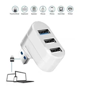 Valkyrie 3 Portlu USB 2.0 Hub Döner Kafalı Splitter Hub Adaptör Beyaz - 2