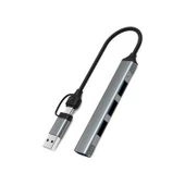 Valkyrie mAcbook Uyumlu Type-C & USB Çiftli 4port USB 3.0 Splitter 5 Gbps Çevirici Hub Adaptör - 1