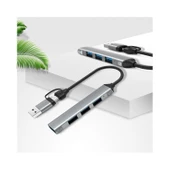 Valkyrie mAcbook Uyumlu Type-C & USB Çiftli 4port USB 3.0 Splitter 5 Gbps Çevirici Hub Adaptör - 5