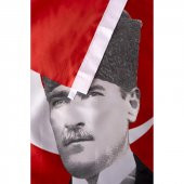 K.Atatürk İmzalı Türk Bayrağı Saten Kumaş Dijital Baskı - 5