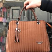 3 Boyutlu Kiremit Rengi Bayan Askılı El ve Omuz Çantası - 1