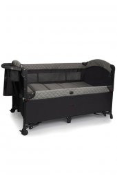 Prego Premium Anne Yanı Dönenceli Oyun Parkı 70*120 Cm Gri + Yatak Hediyeli - 3