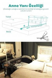 Prego Premium Anne Yanı Dönenceli Oyun Parkı 70*120 Cm Gri + Yatak Hediyeli - 7