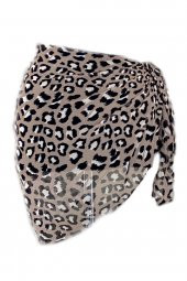 Kadın Leopar Desen Bağlamalı Kısa Pareo - 1