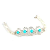 925 Ayar Gümüş İncili Ve Firuzeli Bileklik thumbnail 3