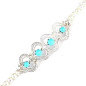 925 Ayar Gümüş İncili Ve Firuzeli Bileklik thumbnail 2