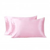 Pembe İpek Saten Yastık Kılıfı 50 X 70 2li - 1