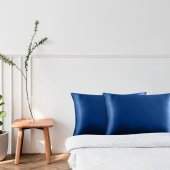 Gece Mavisi (Lacivert) Ipek Saten Yastık Kılıfı 50 X 70 2li - 1