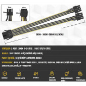 20CM 6 Pın Dişi - 2 Adet Pcı-E (6+2) 8 Pın Erkek Power Kablo Çoklayıcı Psu Splitter AA162 - 4