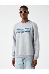Bisiklet Yaka Baskılı Sweatshirt - 3