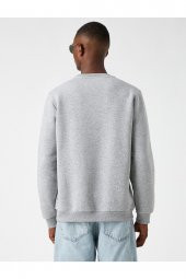 Bisiklet Yaka Baskılı Sweatshirt - 4