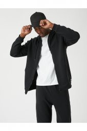 Dokulu Kapşonlu Fermuarlı Sweatshirt thumbnail 1