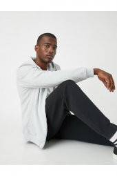 Dokulu Kapşonlu Fermuarlı Sweatshirt thumbnail 7