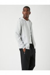 Dokulu Kapşonlu Fermuarlı Sweatshirt thumbnail 8