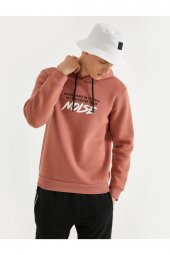 Erkek Pembe Baskılı Oversize Sweatshirt - 1