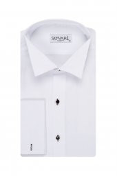 SÜVARİ CLASSİCS SLİM FİT ARMÜRLÜ ATA YAKA MANŞETLİ METAL DÜĞME DAMATLIK GÖMLEK thumbnail 1