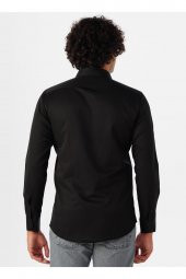 Klasik Yaka Armürlü Siyah Erkek Gömlek Gm2024700340 - 3