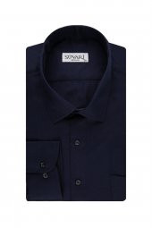 SÜVARİ CLASSİCS RAHAT KALIP ÖZEL LACİVERT ARMÜR DESENLİ CEPLİ GÖMLEK - 1