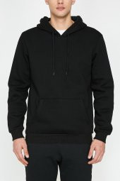 Erkek Siyah Kapüşonlu Sweatshirt 9KAM71593LK - 2