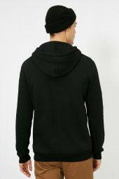 Erkek Siyah Kapüsonlu Sweatshirt 0YAM71593LK - 4